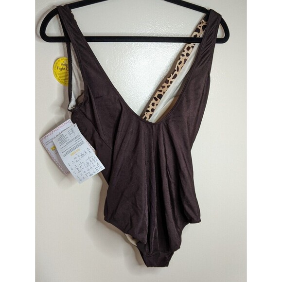 It Figures Swimsuit One Piece Brown Tummy Thinner Chlorine Resistant Size 16 - Picture 2 of 8